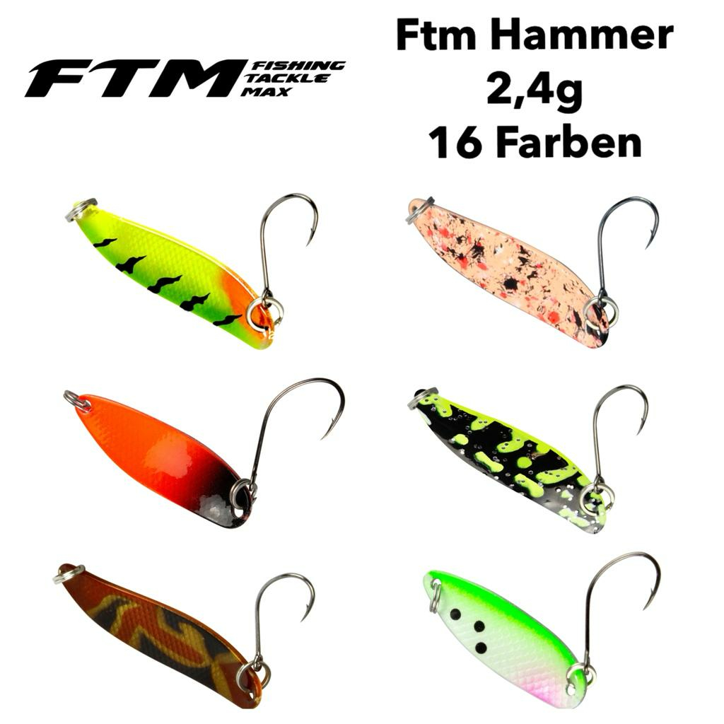 FTM Trout Spoon Forellenblinker Hammer 631 Schwarz UV Chartreuse 2,4g 5200631