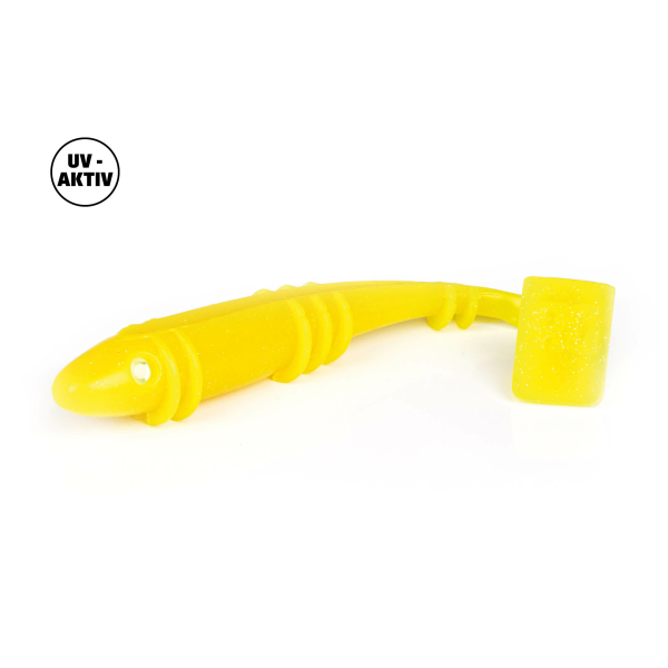 Raubfischgarage - Der Lieferant 250 - 25cm Gummik&ouml;der Gummifisch Gelb UV aktiv