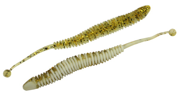 FTM Omura Baits Snake 8,4cm 1,4g - Forellenk&ouml;der wei&szlig; - gold mit Glitter Knoblauch